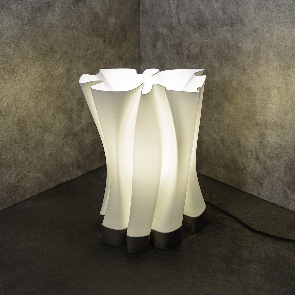 Bohemian Plant-Based Pla 3D Printed Dimmable Led Table Lamp, White/Brown. Picture 2