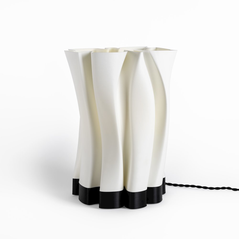 Bohemian Plant-Based Pla 3D Printed Dimmable Led Table Lamp, White/Black. Picture 1