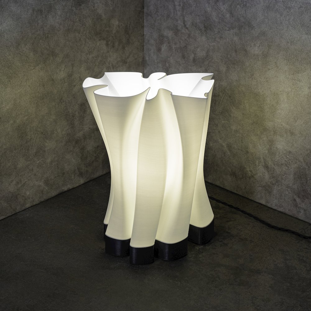 Bohemian Plant-Based Pla 3D Printed Dimmable Led Table Lamp, White/Black. Picture 2
