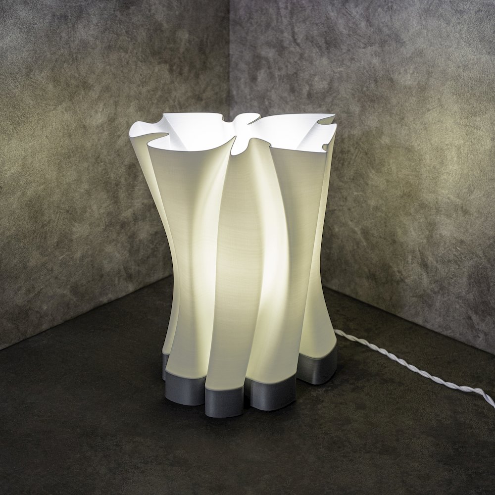 Bohemian Plant-Based Pla 3D Printed Dimmable Led Table Lamp, White/Gray. Picture 2