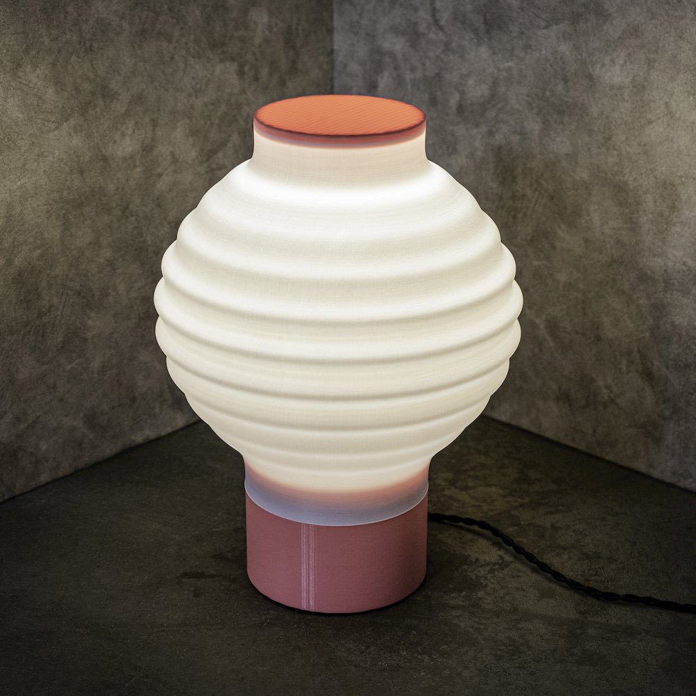 Traditional Plant-Based Pla 3D Printed Dimmable Led Table Lamp, White/Hot. Picture 2