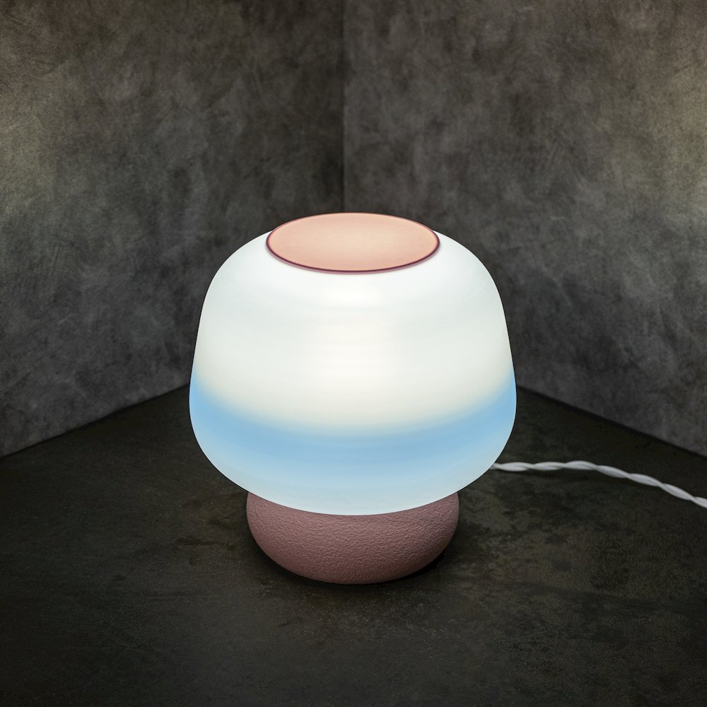 Plant-Based Pla 3D Printed Dimmable Led Table Lamp, Blue/White/Light. Picture 2