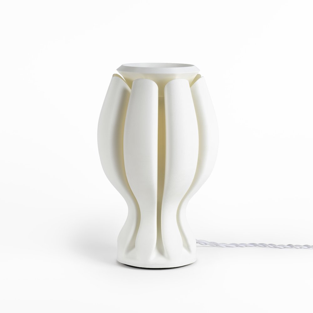Coastal Plant-Based Pla 3D Printed Dimmable Led Table Lamp, White. Picture 1