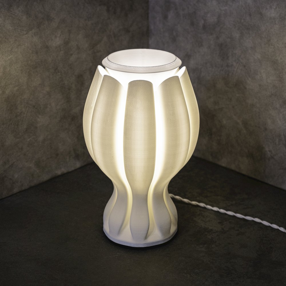 Coastal Plant-Based Pla 3D Printed Dimmable Led Table Lamp, White. Picture 2