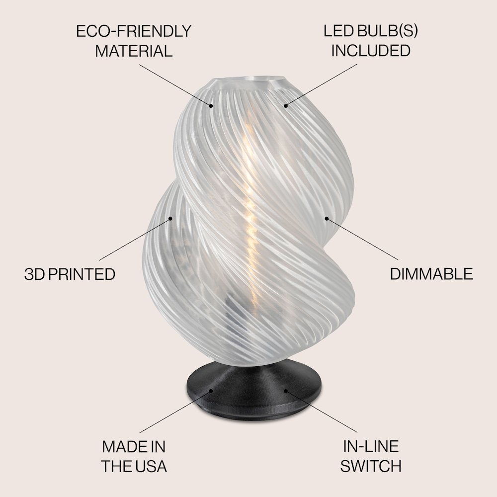 Gema Mid-Century Coastal Plant-Based Pla 3D Printed Dimmable Led Table Lamp. Picture 5