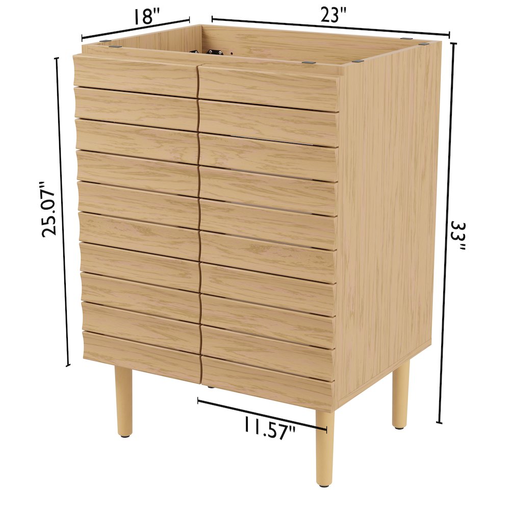 Aubert 24 in. W x 18 in. D x 33 in. H Thick Linear Slat Farmhouse 2-Shelf. Picture 5