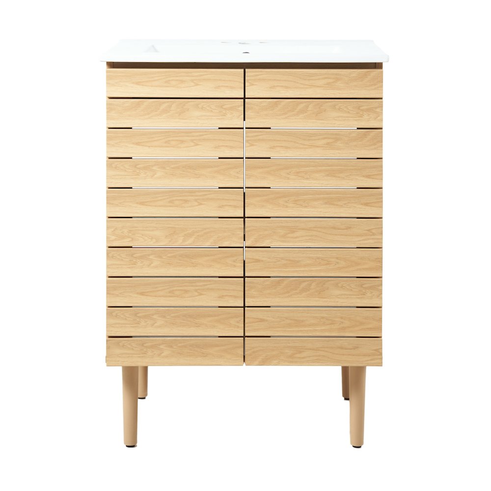 Aubert 24 in. W x 18 in. D x 33 in. H Thick Linear Slat Farmhouse 2-Shelf. Picture 2