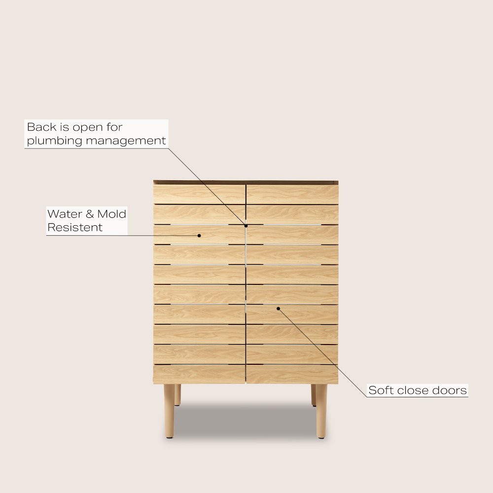 Aubert 24 in. W x 18 in. D x 33 in. H Thick Linear Slat Farmhouse 2-Shelf. Picture 6