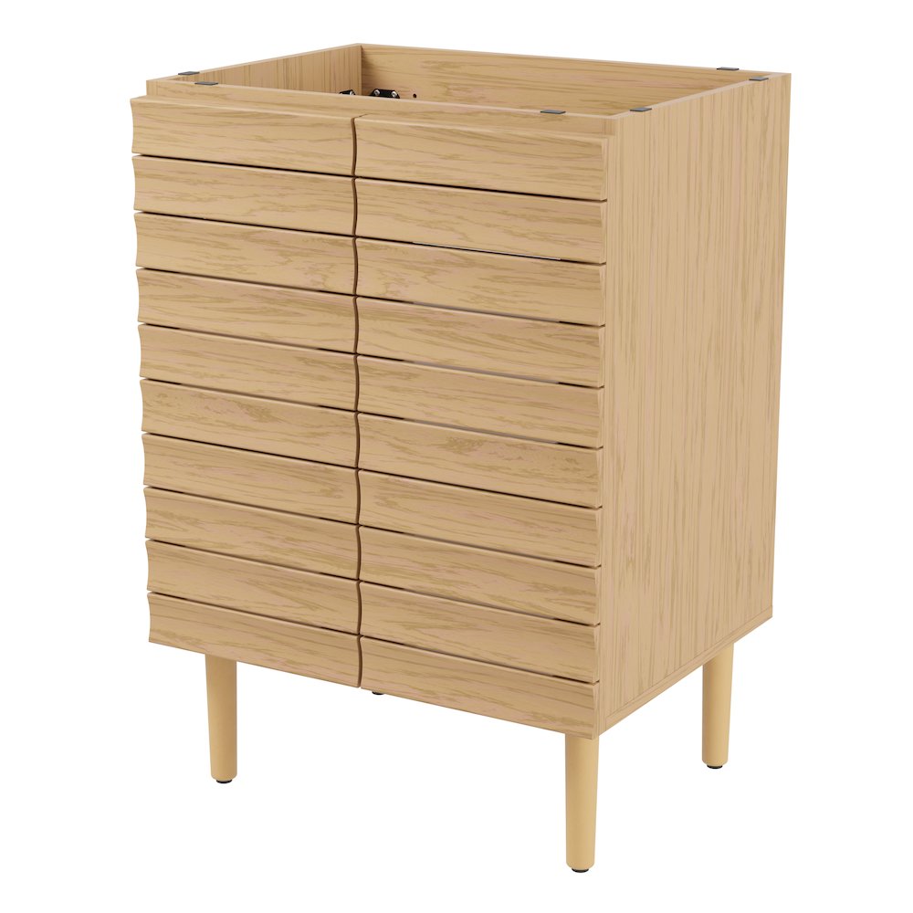 Aubert 24 in. W x 18 in. D x 33 in. H Thick Linear Slat Farmhouse 2-Shelf. Picture 1