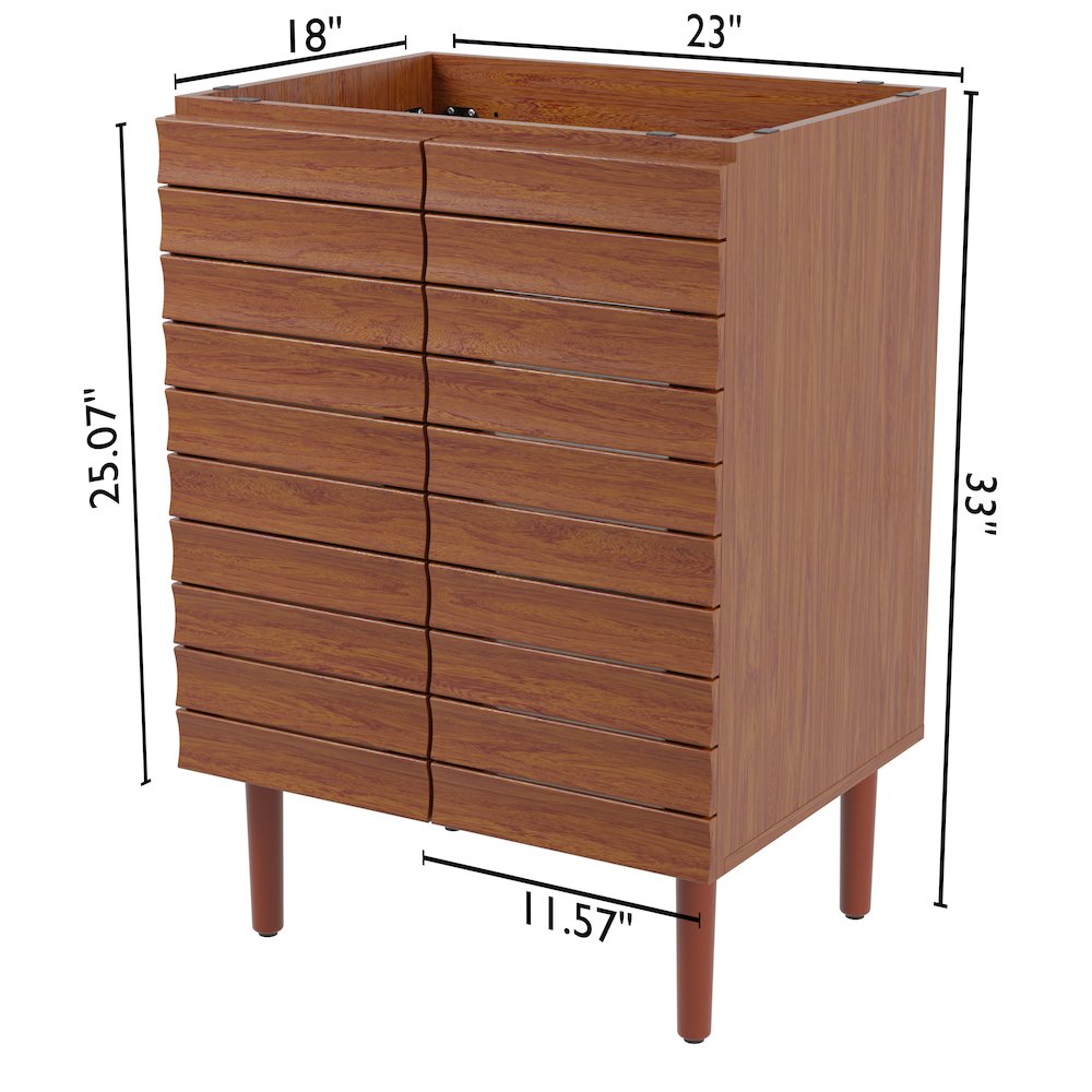 Aubert 24 in. W x 18 in. D x 33 in. H Thick Linear Slat Farmhouse 2-Shelf. Picture 4