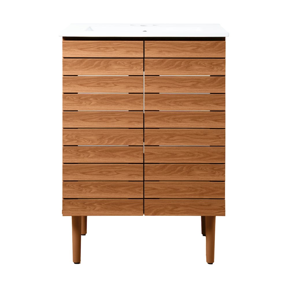 Aubert 24 in. W x 18 in. D x 33 in. H Thick Linear Slat Farmhouse 2-Shelf. Picture 2