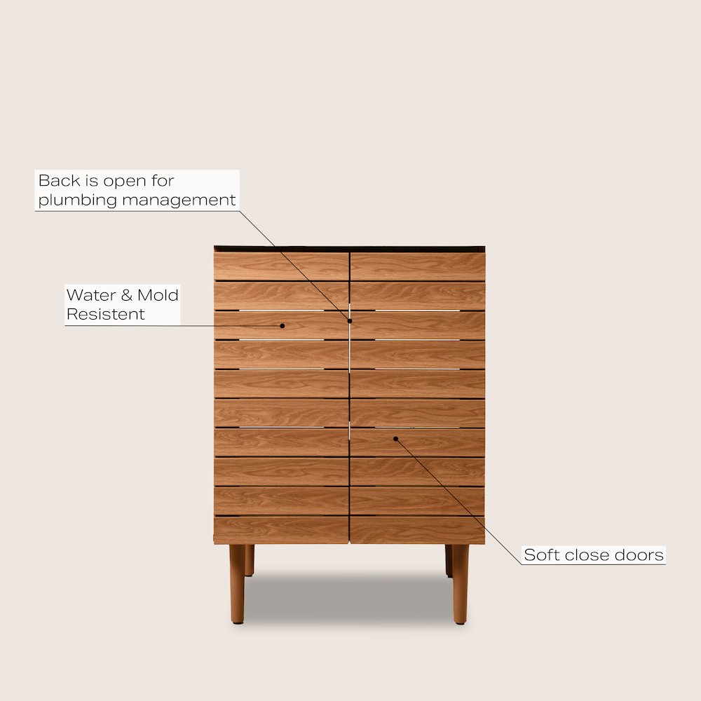 Aubert 24 in. W x 18 in. D x 33 in. H Thick Linear Slat Farmhouse 2-Shelf. Picture 5