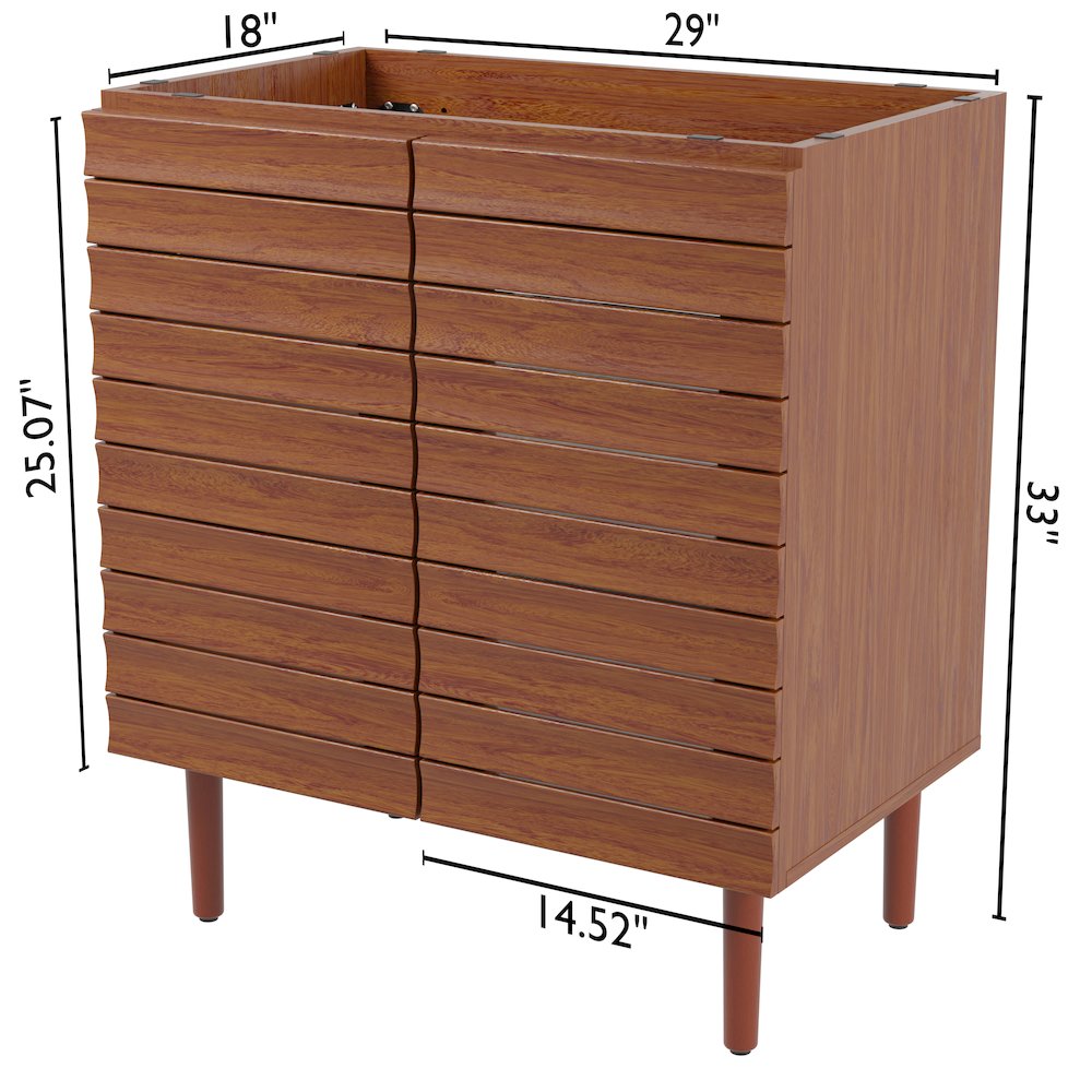 Aubert 30 in. W x 18 in. D x 33 in. H Thick Linear Slat Farmhouse 2-Shelf. Picture 4