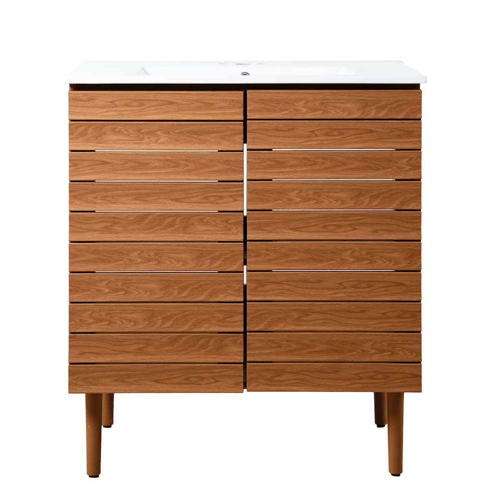 Aubert 30 in. W x 18 in. D x 33 in. H Thick Linear Slat Farmhouse 2-Shelf. Picture 2