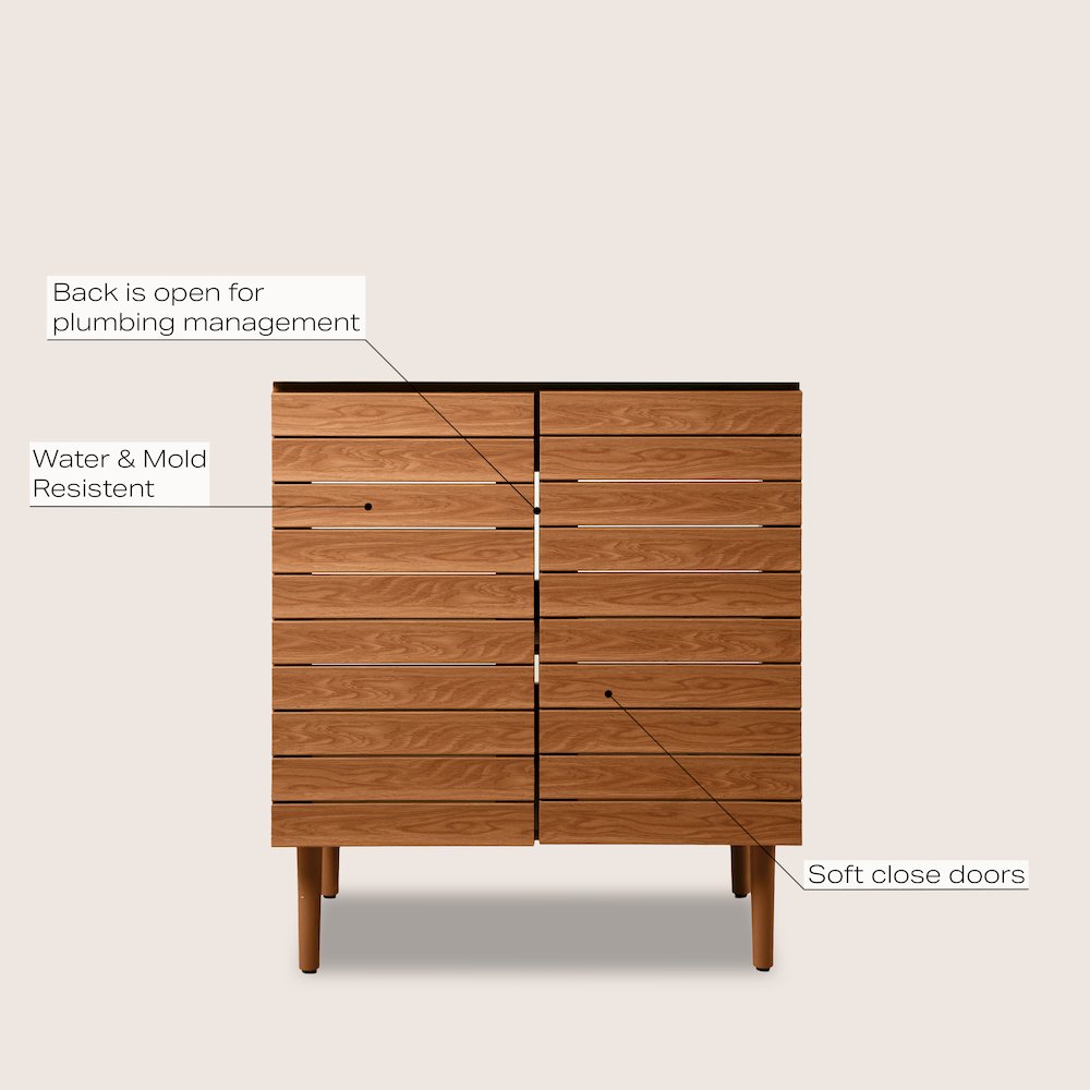 Aubert 30 in. W x 18 in. D x 33 in. H Thick Linear Slat Farmhouse 2-Shelf. Picture 5