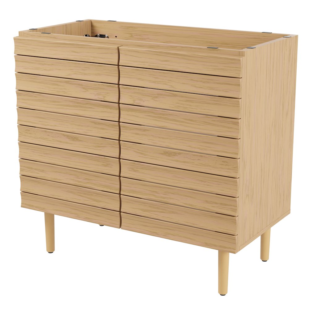 Aubert 36 in. W x 18 in. D x 33 in. H Thick Linear Slat Farmhouse 2-Shelf. Picture 1