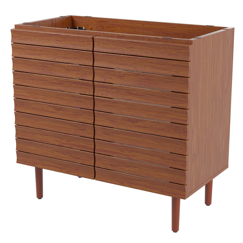 Aubert 36 in. W x 18 in. D x 33 in. H Thick Linear Slat Farmhouse 2-Shelf. Picture 1