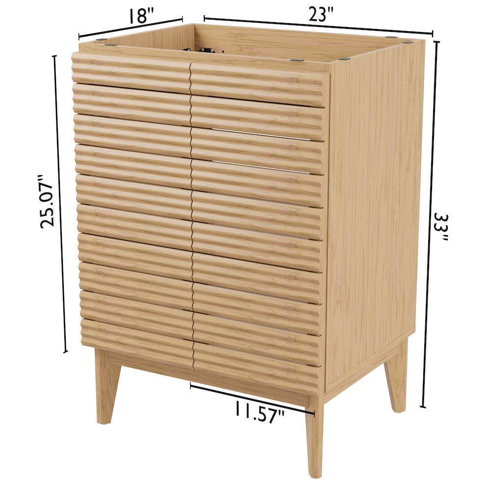 Calandre 24 in. W x 18 in. D x 33 in. H Thin Linear Slat Wood Farmhouse 2-Shelf. Picture 5