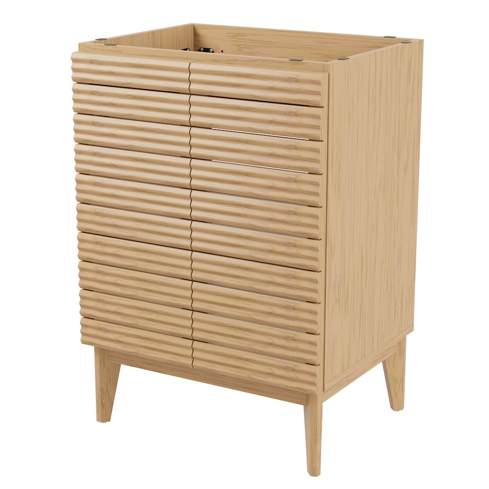 Calandre 24 in. W x 18 in. D x 33 in. H Thin Linear Slat Wood Farmhouse 2-Shelf. Picture 1