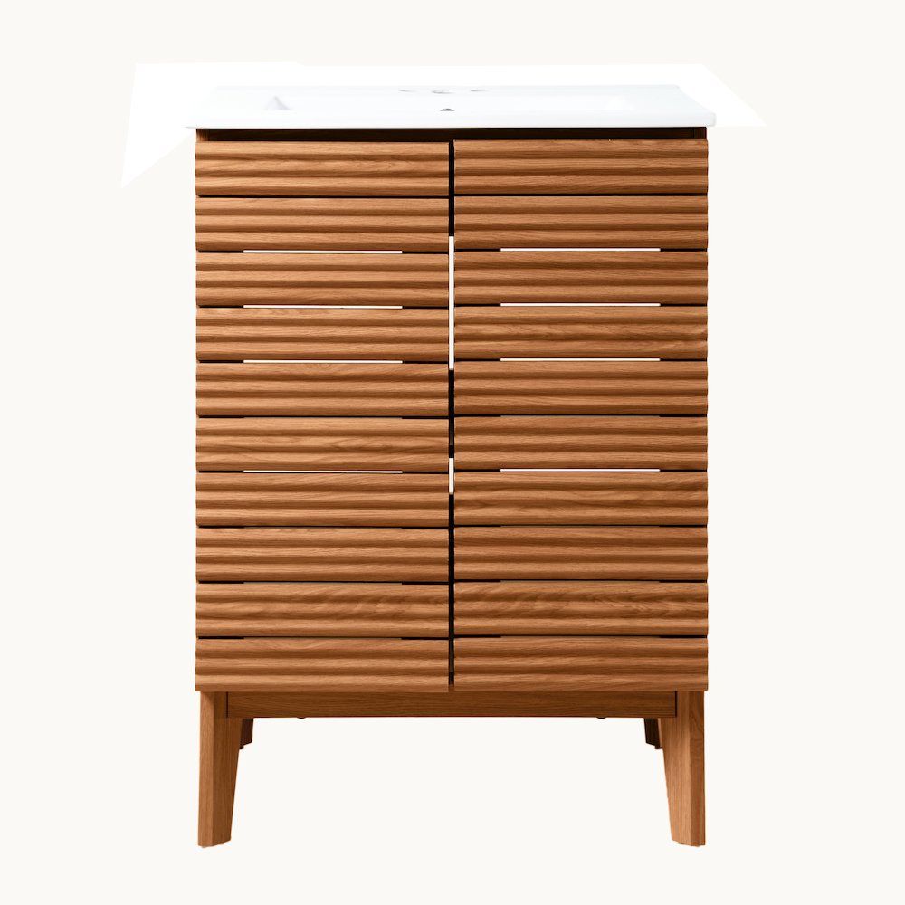 Calandre 24 in. W x 18 in. D x 33 in. H Thin Linear Slat Wood Farmhouse 2-Shelf. Picture 2