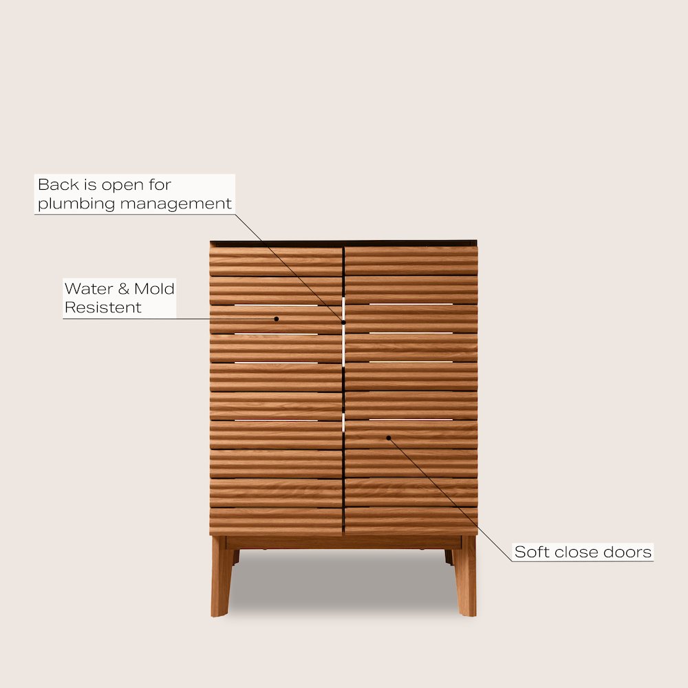 Calandre 24 in. W x 18 in. D x 33 in. H Thin Linear Slat Wood Farmhouse 2-Shelf. Picture 5