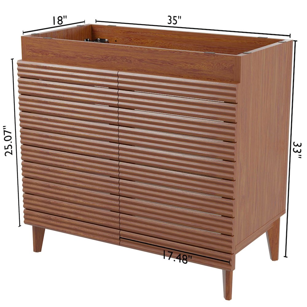 Calandre 36 in. W x 18 in. D x 33 in. H Thin Linear Slat Wood Farmhouse 2-Shelf. Picture 4