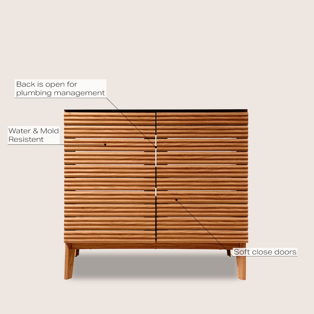 Calandre 36 in. W x 18 in. D x 33 in. H Thin Linear Slat Wood Farmhouse 2-Shelf. Picture 5