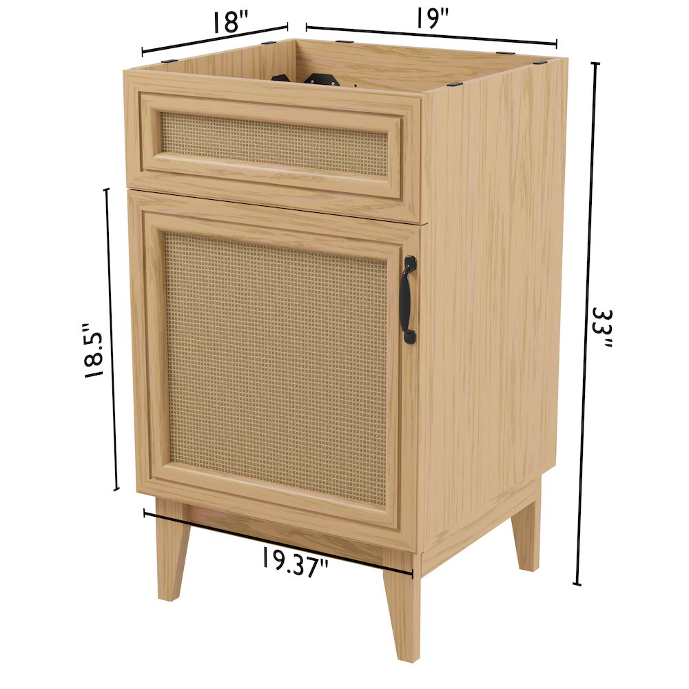 Javer 20 in. W x 18 in. D x 33 in. H Bohemian Rattan Freestanding 2-Shelf Bath. Picture 4