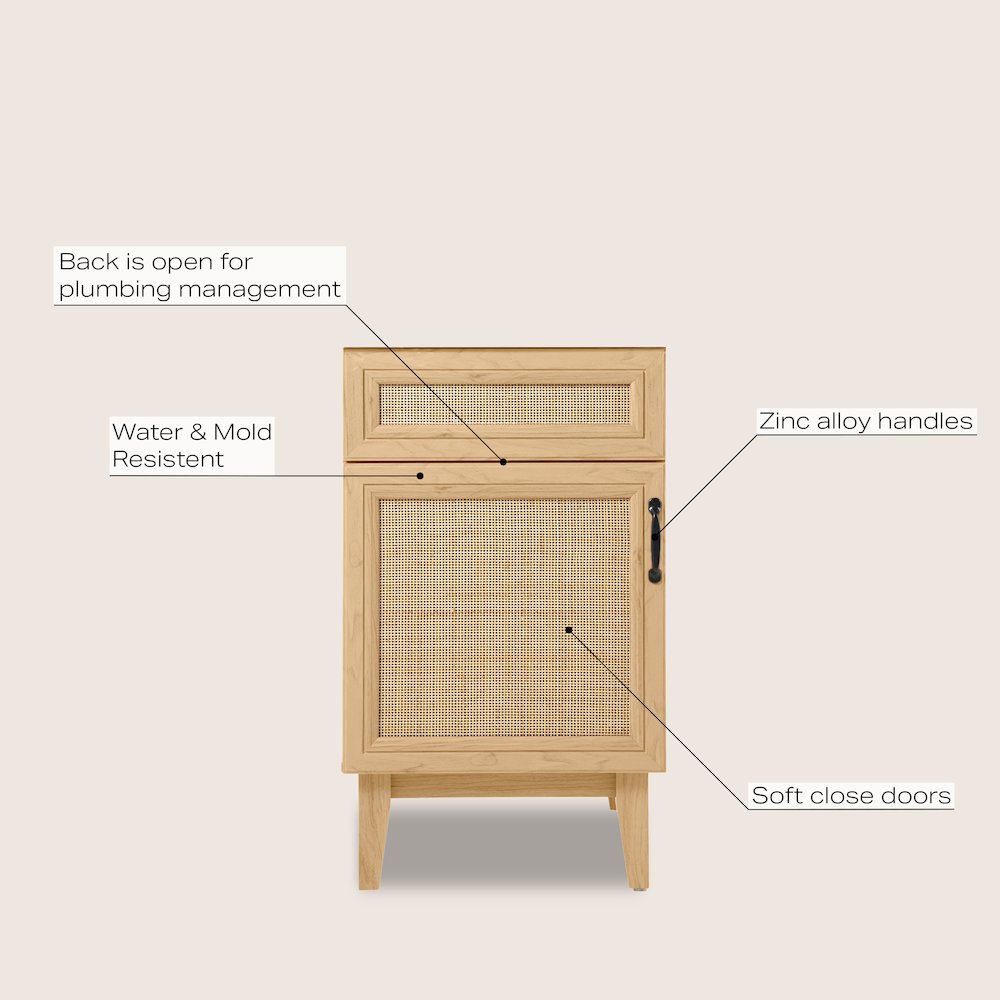 Javer 20 in. W x 18 in. D x 33 in. H Bohemian Rattan Freestanding 2-Shelf Bath. Picture 5