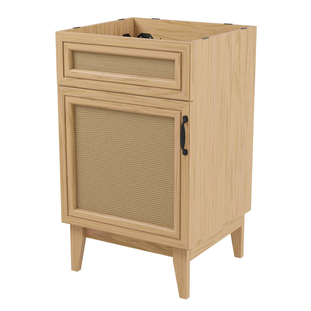 Javer 20 in. W x 18 in. D x 33 in. H Bohemian Rattan Freestanding 2-Shelf Bath. Picture 1