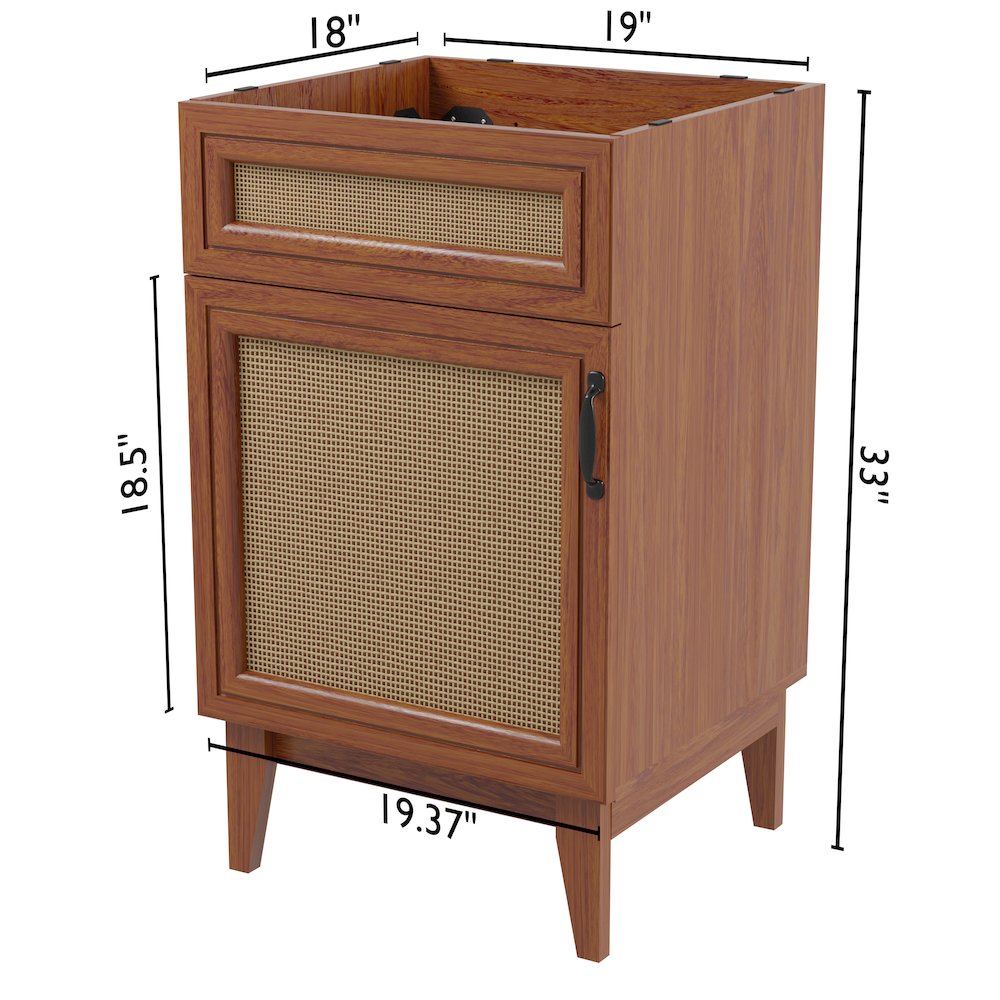 Javer 20 in. W x 18 in. D x 33 in. H Bohemian Rattan Freestanding 2-Shelf Bath. Picture 5