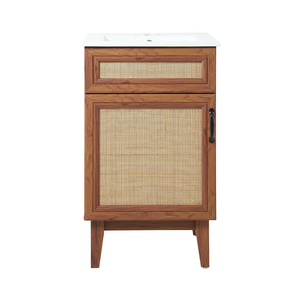 Javer 20 in. W x 18 in. D x 33 in. H Bohemian Rattan Freestanding 2-Shelf Bath. Picture 2