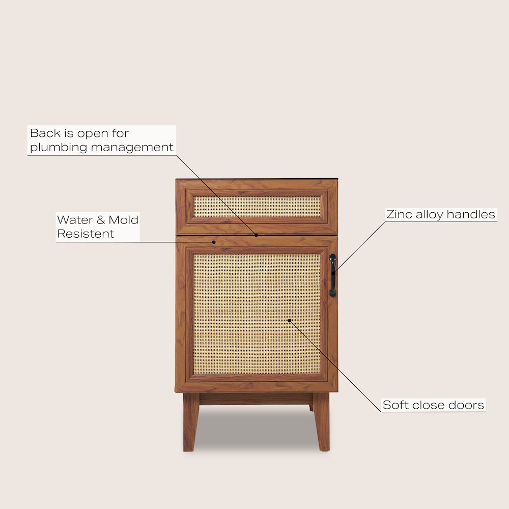Javer 20 in. W x 18 in. D x 33 in. H Bohemian Rattan Freestanding 2-Shelf Bath. Picture 6