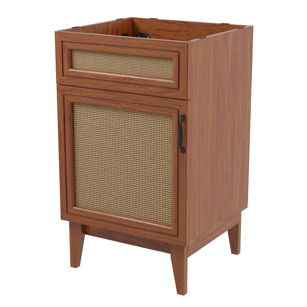 Javer 20 in. W x 18 in. D x 33 in. H Bohemian Rattan Freestanding 2-Shelf Bath. Picture 1