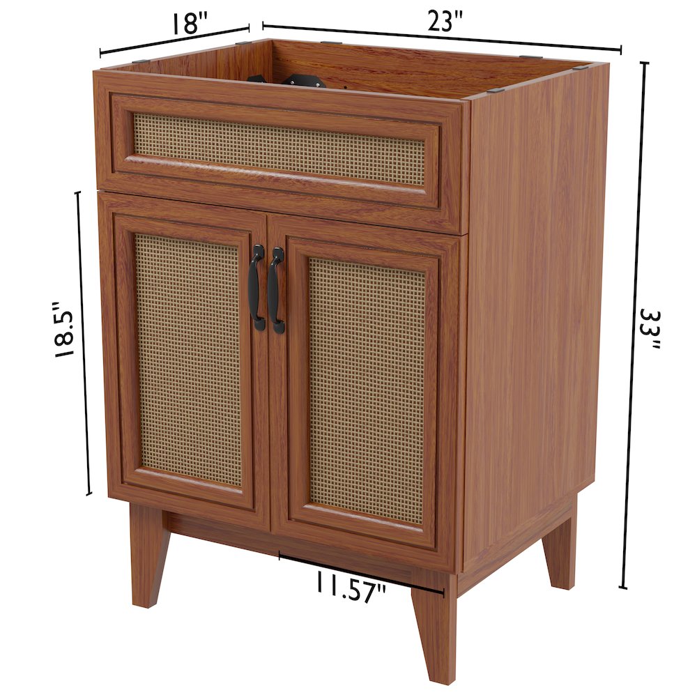 Javer 24 in. W x 18 in. D x 33 in. H Bohemian Rattan Freestanding 2-Shelf Bath. Picture 5