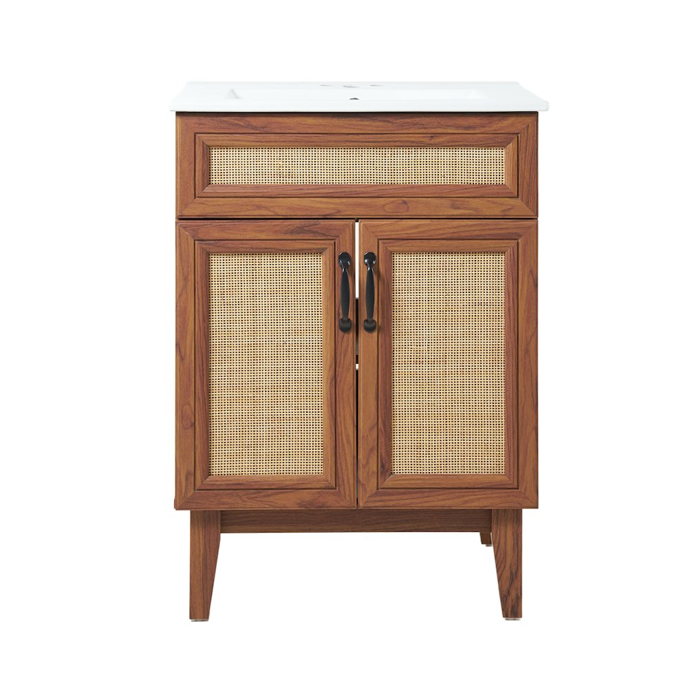 Javer 24 in. W x 18 in. D x 33 in. H Bohemian Rattan Freestanding 2-Shelf Bath. Picture 2