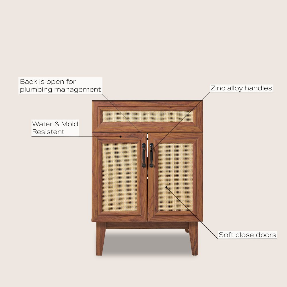 Javer 24 in. W x 18 in. D x 33 in. H Bohemian Rattan Freestanding 2-Shelf Bath. Picture 6