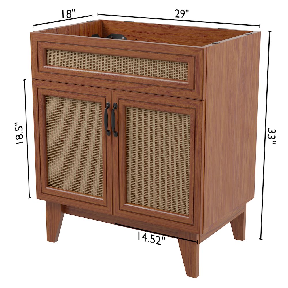 Javer 30 in. W x 18 in. D x 33 in. H Bohemian Rattan Freestanding 2-Shelf Bath. Picture 7