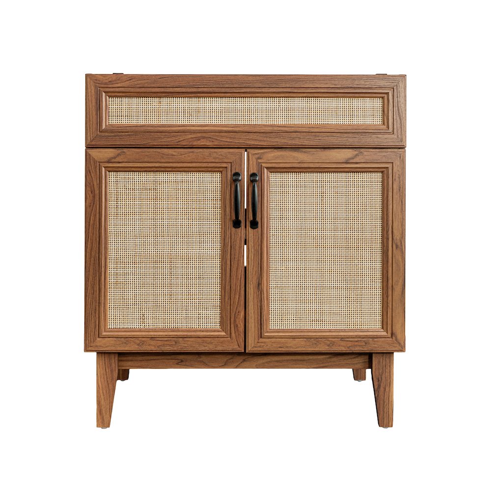 Javer 30 in. W x 18 in. D x 33 in. H Bohemian Rattan Freestanding 2-Shelf Bath. Picture 3