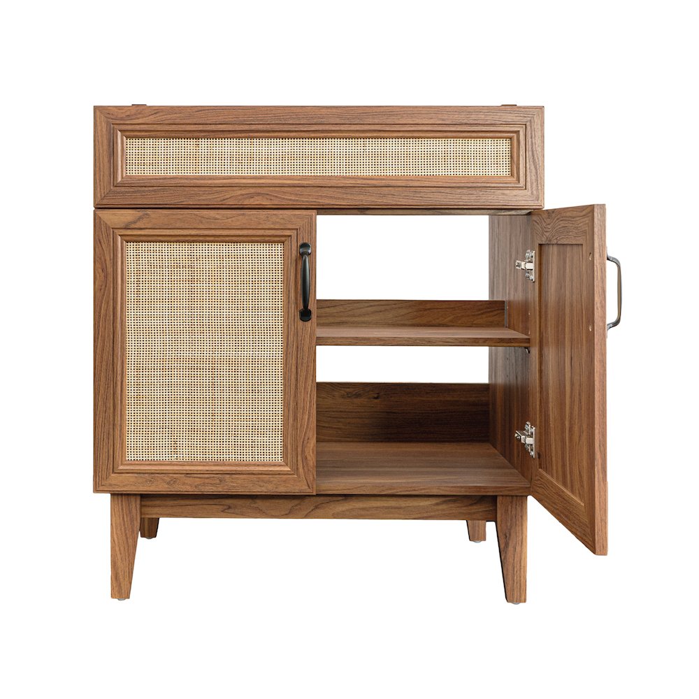 Javer 30 in. W x 18 in. D x 33 in. H Bohemian Rattan Freestanding 2-Shelf Bath. Picture 5
