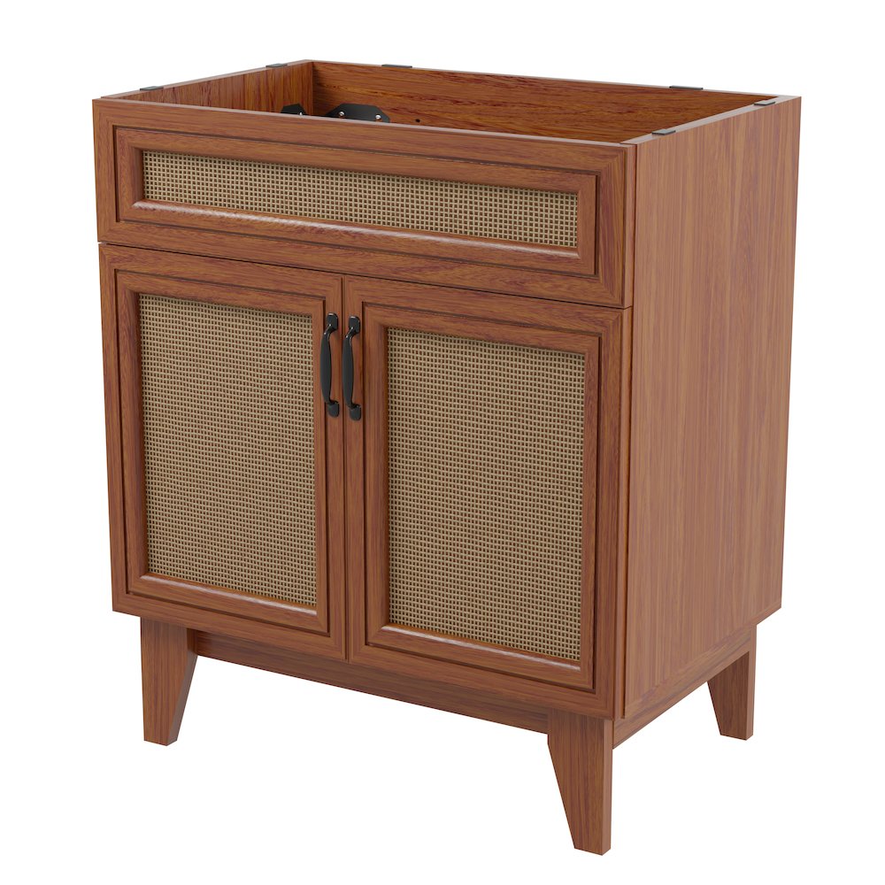 Javer 30 in. W x 18 in. D x 33 in. H Bohemian Rattan Freestanding 2-Shelf Bath. Picture 2