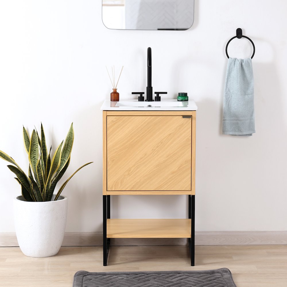 Juhl 20 in. W x 18 in. D x 33 in. H Chevron-Front 2-Shelf Freestanding Bathroom. Picture 2