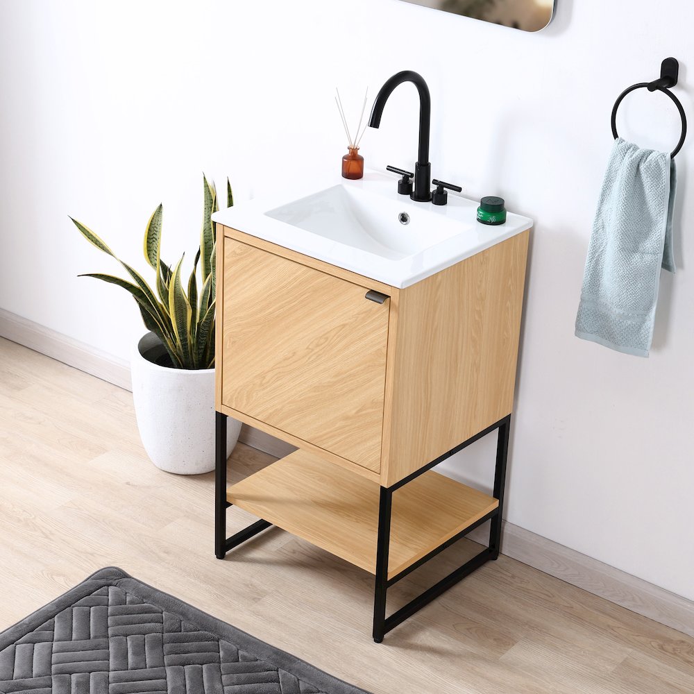 Juhl 20 in. W x 18 in. D x 33 in. H Chevron-Front 2-Shelf Freestanding Bathroom. Picture 3