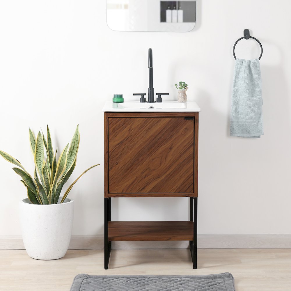 Juhl 20 in. W x 18 in. D x 33 in. H Chevron-Front 2-Shelf Freestanding Bathroom. Picture 2
