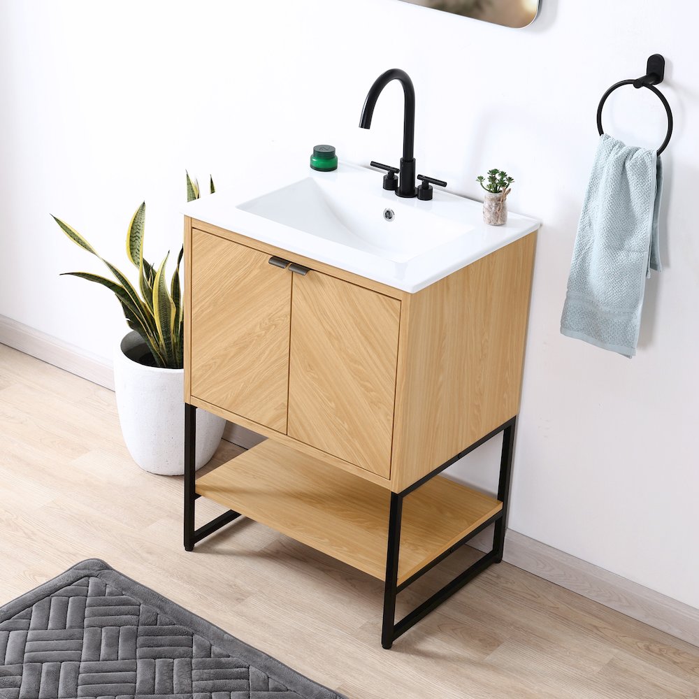 Juhl 23.5 in. W x 18 in. D x 33 in. H Chevron-Front 2-Shelf Freestanding. Picture 3