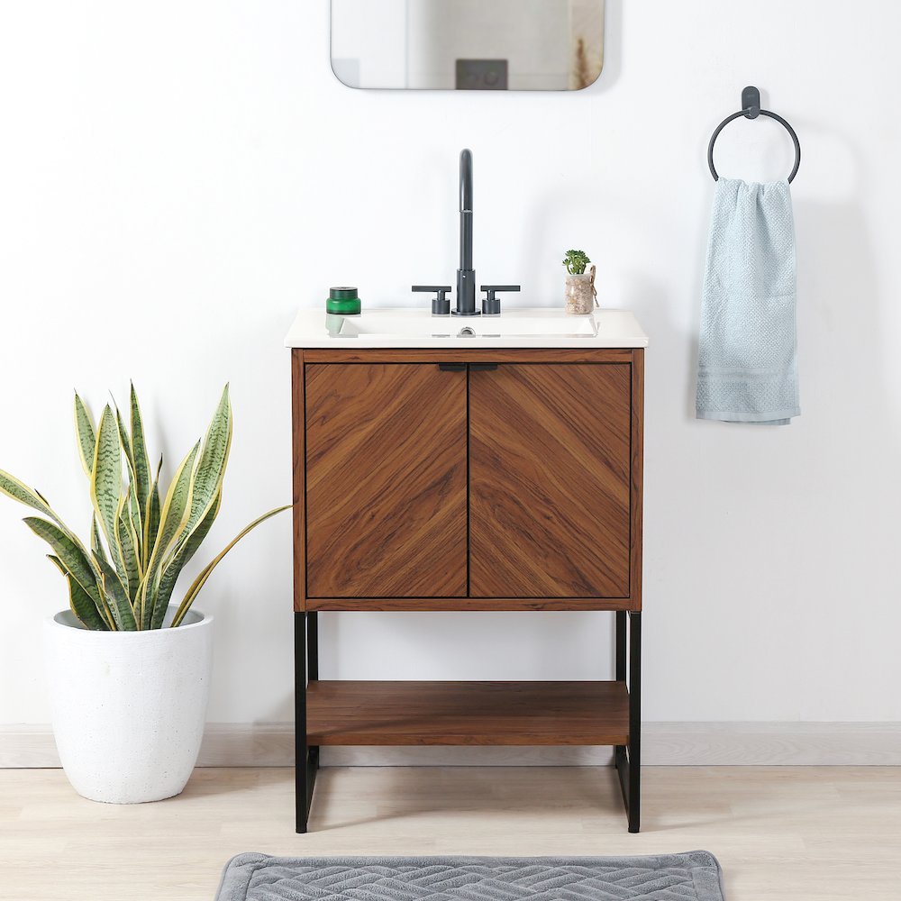 Juhl 23.5 in. W x 18 in. D x 33 in. H Chevron-Front 2-Shelf Freestanding. Picture 2