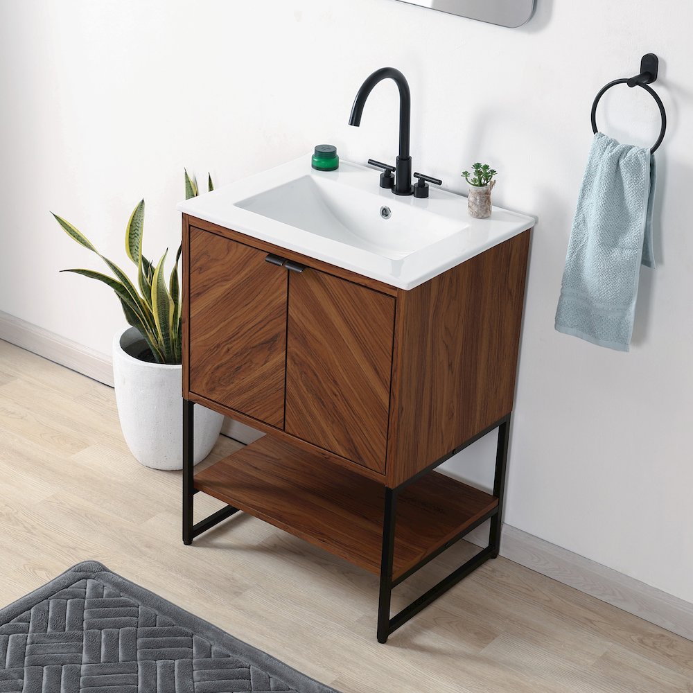 Juhl 23.5 in. W x 18 in. D x 33 in. H Chevron-Front 2-Shelf Freestanding. Picture 3