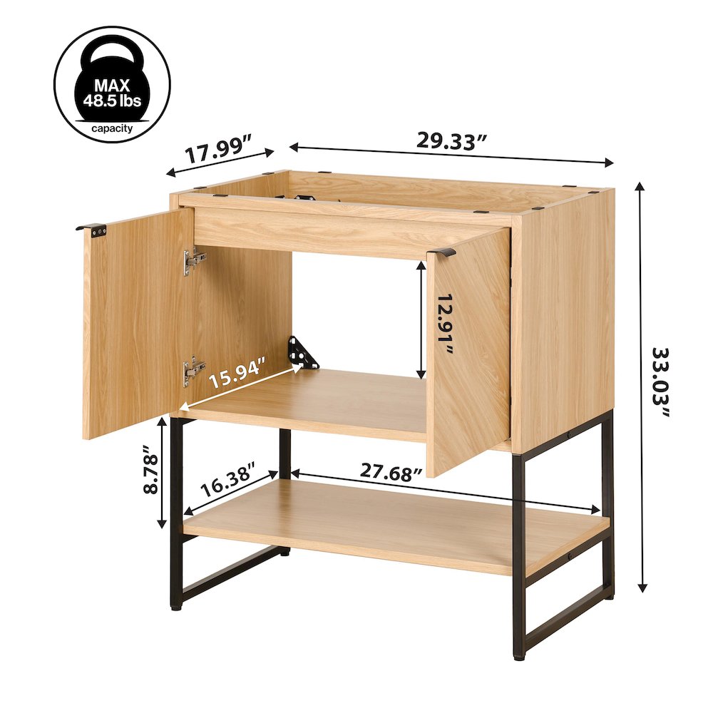 Juhl 30 in. W x 18 in. D x 33 in. H Chevron-Front 2-Shelf Freestanding Bathroom. Picture 4