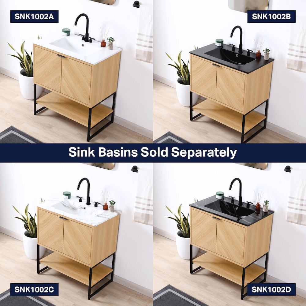 Juhl 30 in. W x 18 in. D x 33 in. H Chevron-Front 2-Shelf Freestanding Bathroom. Picture 6