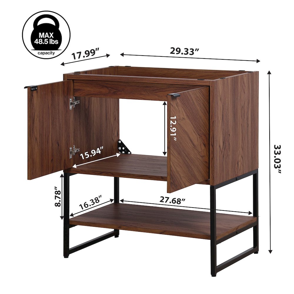 Juhl 30 in. W x 18 in. D x 33 in. H Chevron-Front 2-Shelf Freestanding Bathroom. Picture 4